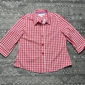 Foxcroft Womens NEW Wrinkle Free Shirt Dark Pink Gingham Check Button Down 16P